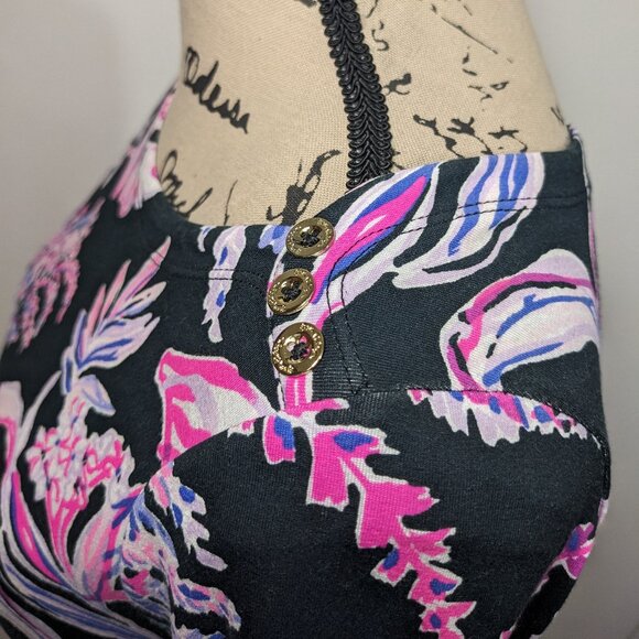 Lilly Pulitzer Onyx Wild Within UPF 50+ Sophie Dress Small Black Pink S - Picture 7 of 13